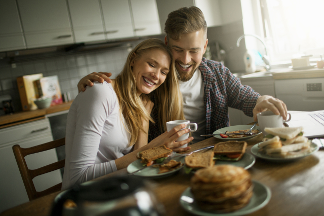 A photo of a couple laughing